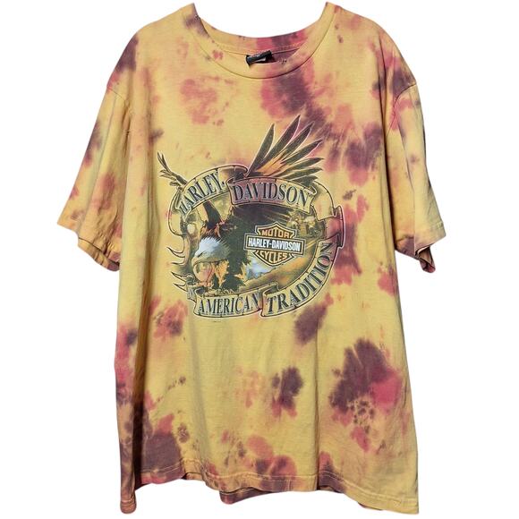 Harley-Davidson Vintage Y2K Tie-dye distressed graphic print tee eagle XL custom - Picture 1 of 12